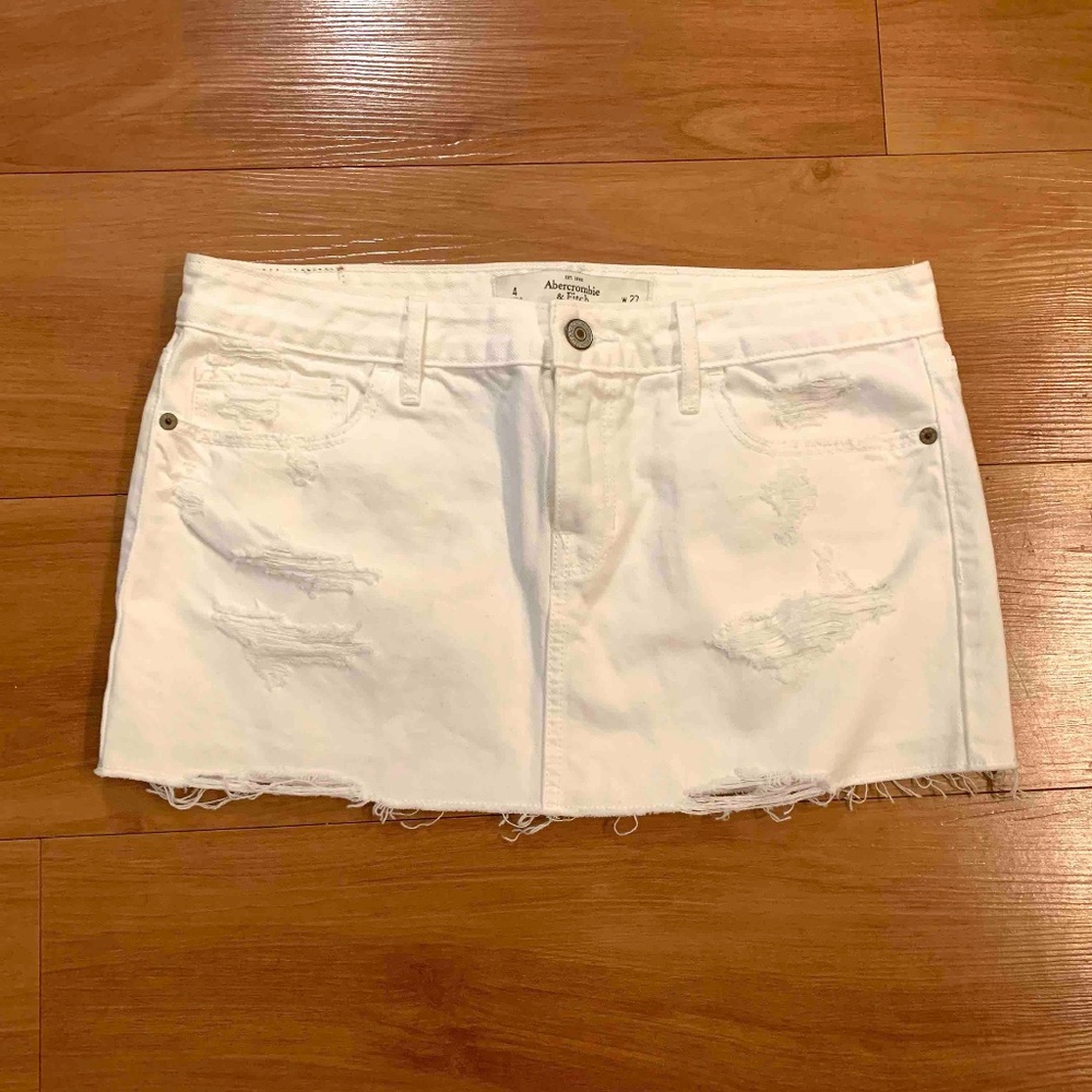 Abercrombie White Denim Mini Skirt
